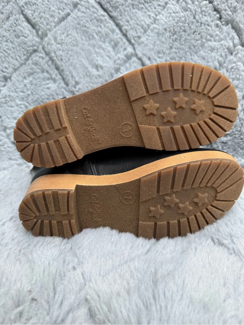 Cat & Jack Kids Black Ankle Boots with Tan Platform Sole Size 1 New